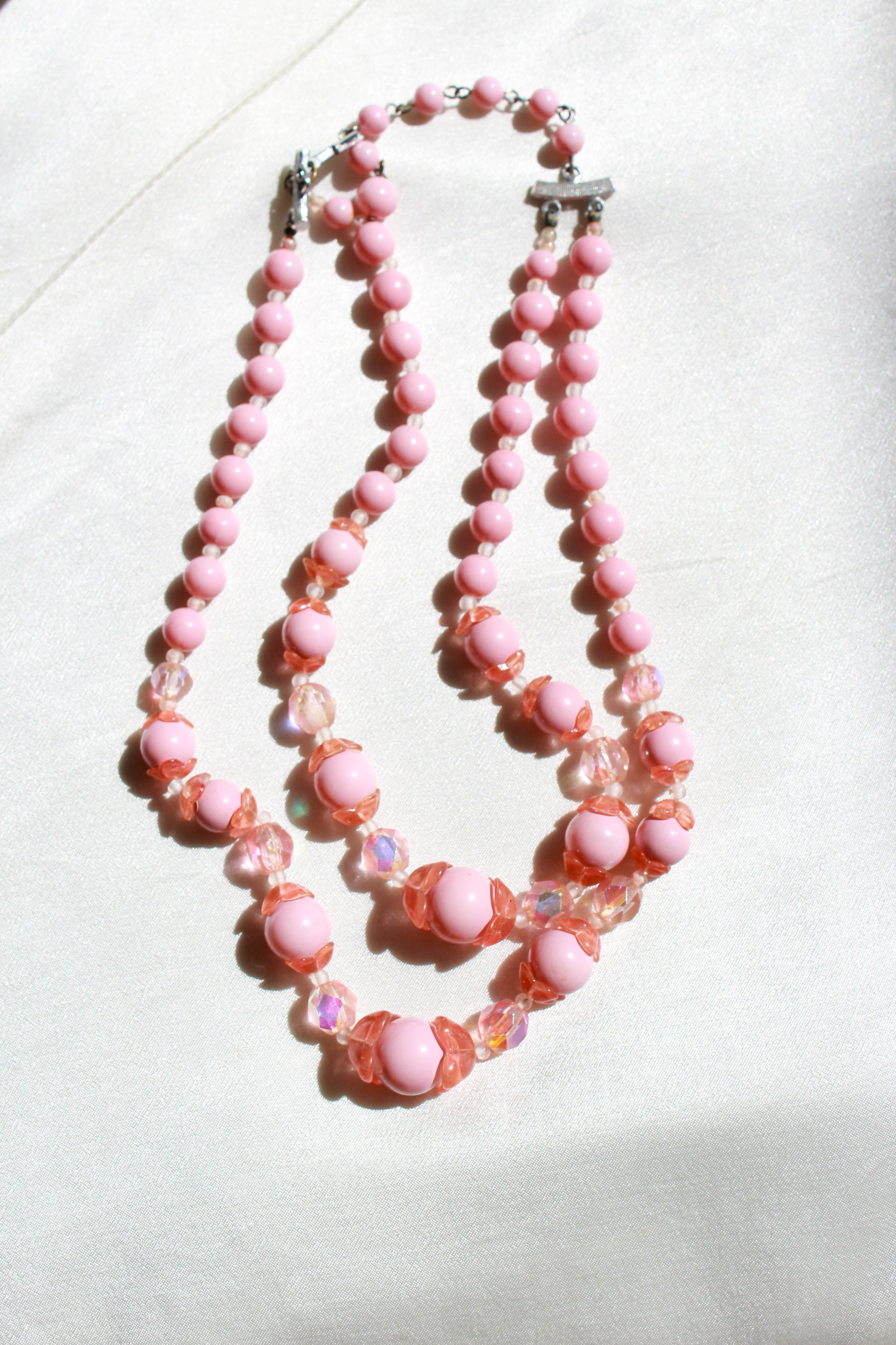 DREAMJWELL - Beautiful Pink Beads Handmade Necklace Set DJ19781 – dreamjwell